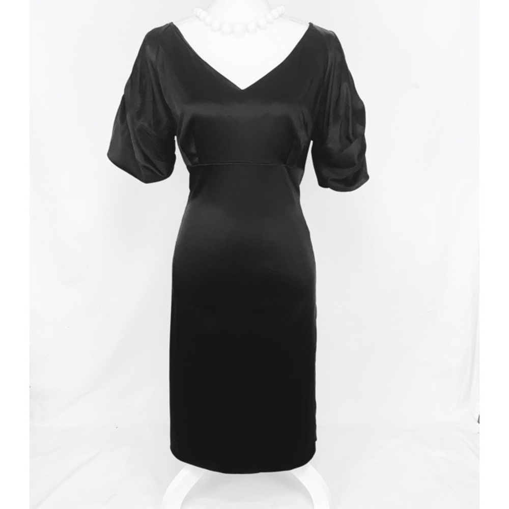 Antonio Melani black V-neck dress Puffy Sleeves 14